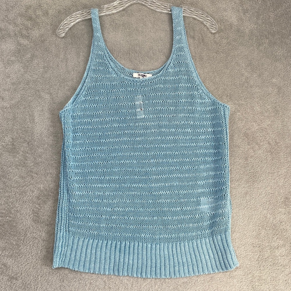 Madewell Sweater Womens Medium Blue Knit Tank Linen Blend Sleeveless NV241 - Picture 2 of 8